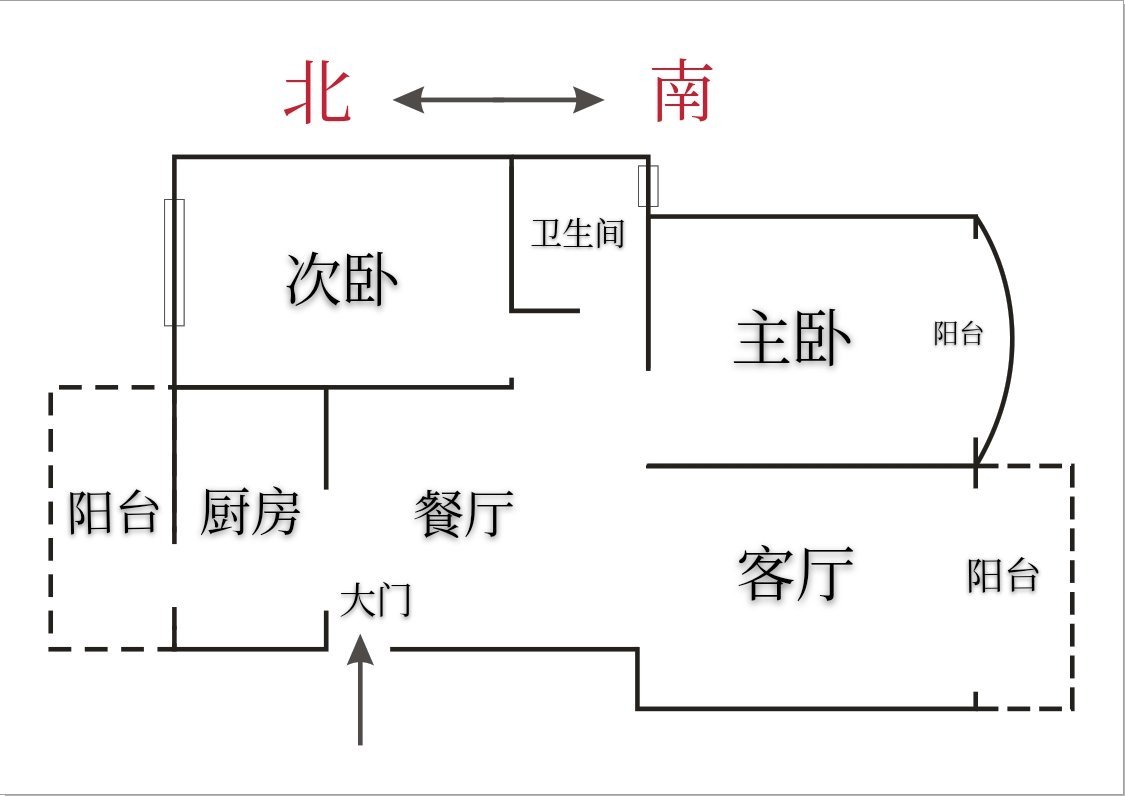 东晖国际公馆二期，南北通透大两房两厅，大阳光阳台