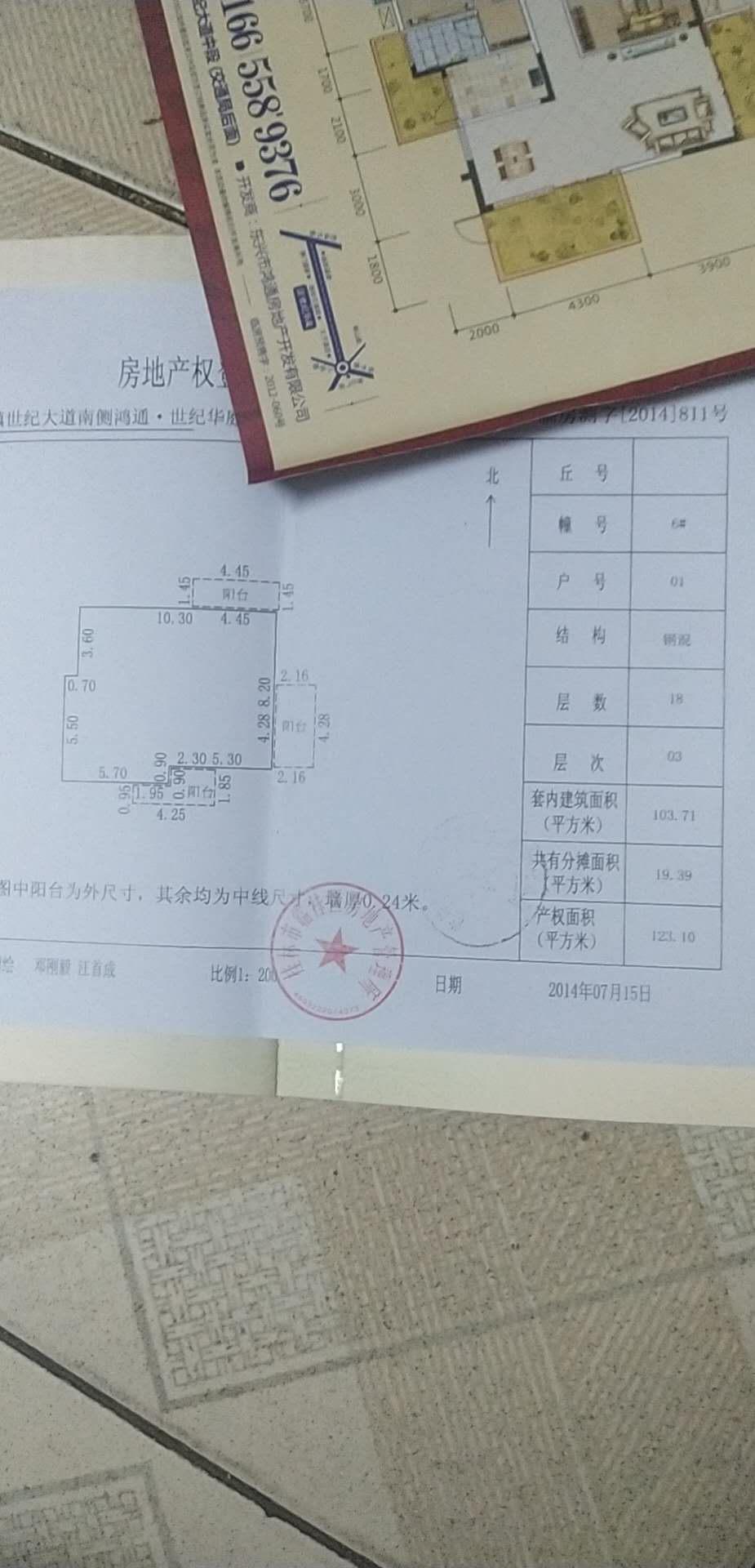 鸿通世纪华庭毛坯带花园，面积123㎡，欢迎品鉴