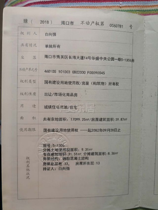 华盛中央公园 40平米 2000元/月