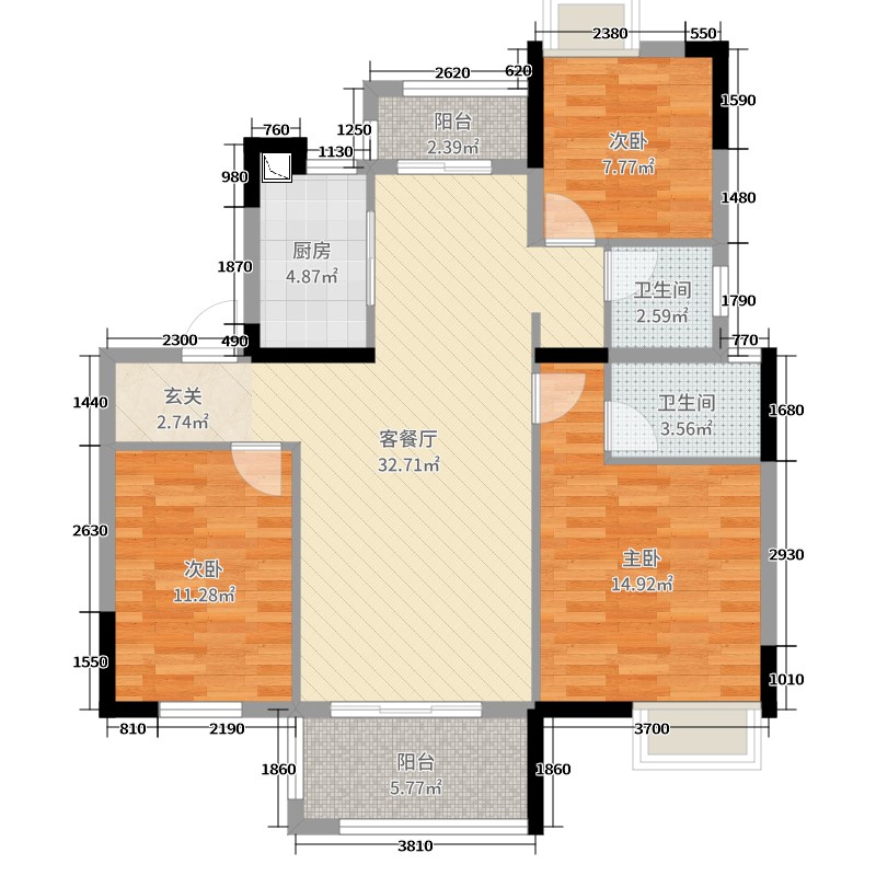 79m^2 房屋朝向:  房屋户型:3室2厅1卫 房屋楼层: /8层 装修情况:普通